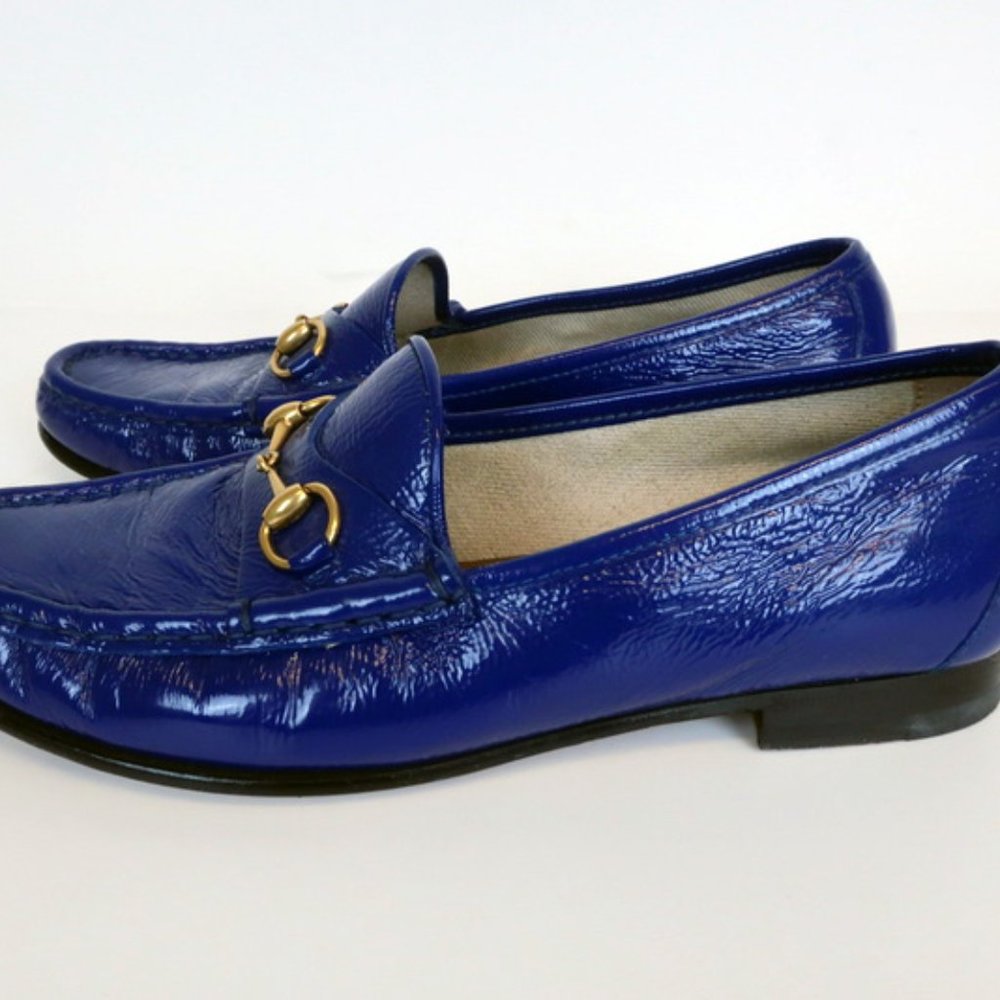 Gucci 1953 Horsebit Loafers Blue Patent Leather - Picture 7 of 8